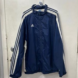 Vintage Adidas 3 stripe lined wind breaker jacket Size 2XL
